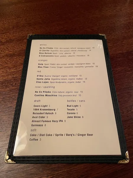 menu of The York