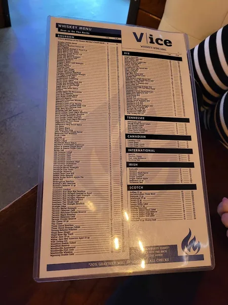 menu of Vice Restaurant