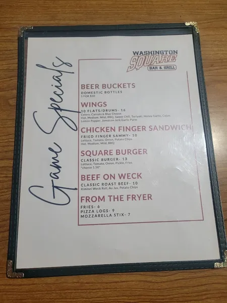 menu of Washington Square