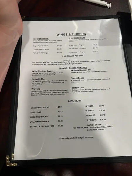 menu of Union Pub