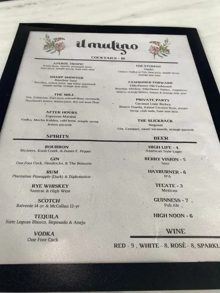 menu of IL MULINO - Cocktail Bar - Downtown