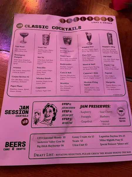 menu of Ballyhoo