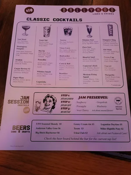 menu of Ballyhoo