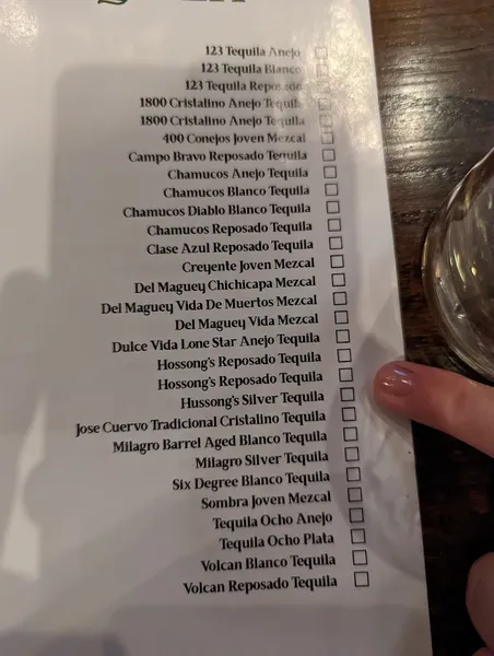 menu of Nowhere Special Libations Parlor