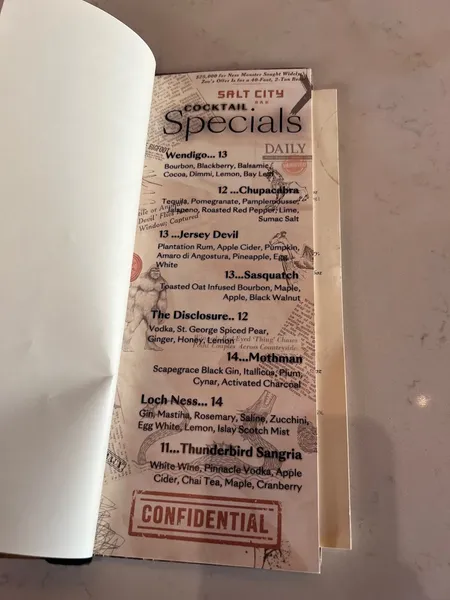 menu of Salt City Coffee and Bar