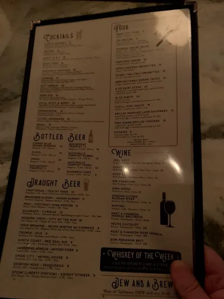 menu of The Phoenix Bar & Restaurant