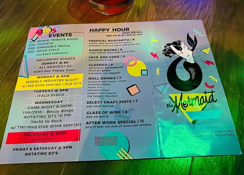 menu of The Mermaid