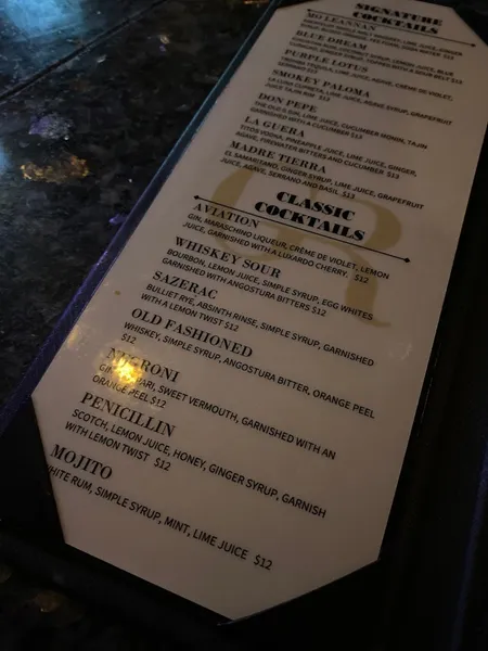 menu of Gold Room