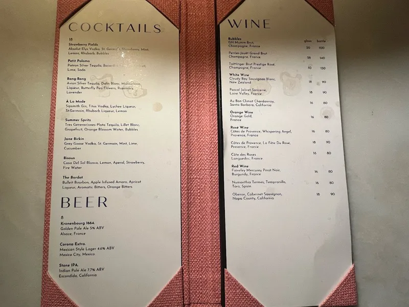 menu of Bar Lis