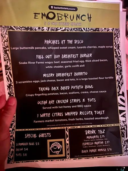 menu of The Bourbon Room