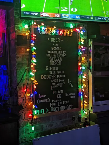 menu of Crane's Bar Downtown