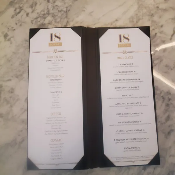 menu of 18 Social