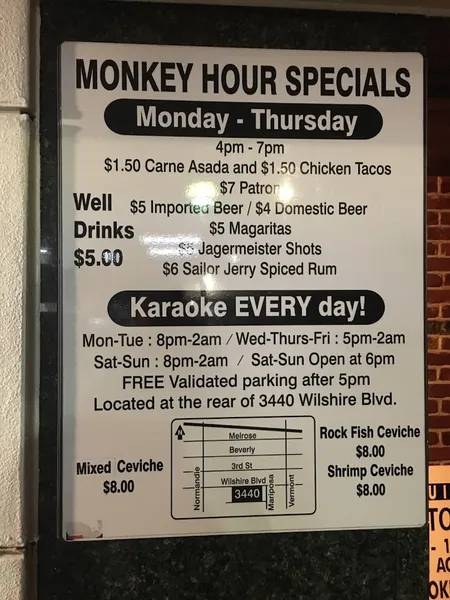 menu of Cafe Brass Monkey