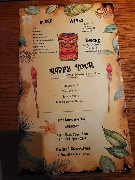 menu of Tiki No