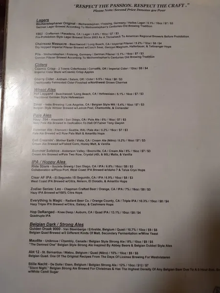 menu of Brews Brothers