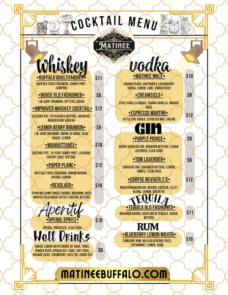 menu of Matinee