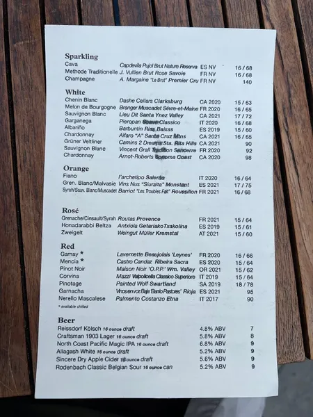 menu of L & E Oyster Bar