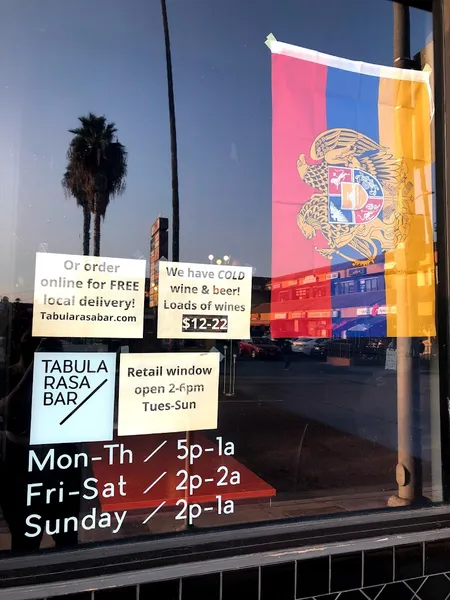 menu of Tabula Rasa Bar