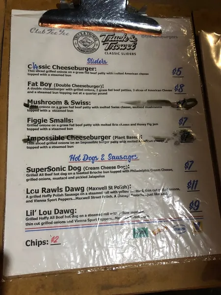 menu of Club Tee Gee