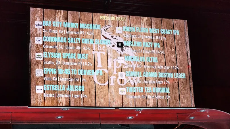 menu of The Tipsy Crow