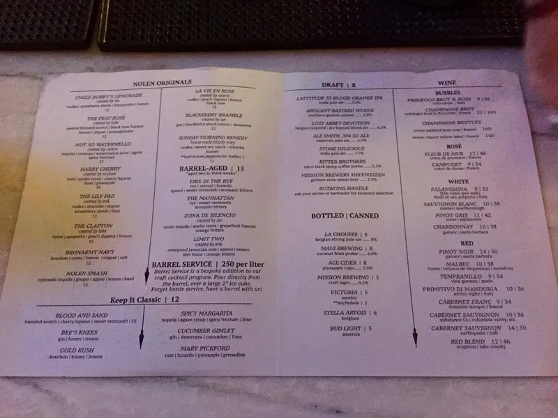 menu of The Nolen