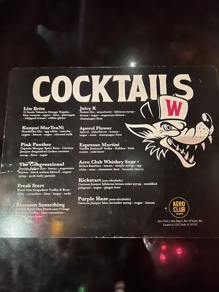 menu of Werewolf