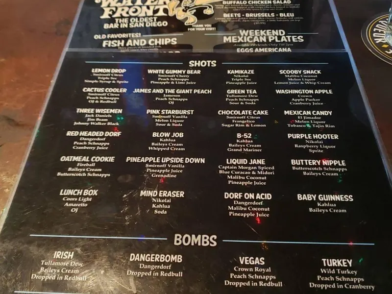 menu of Waterfront Bar & Grill