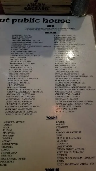 menu of Stout Public House