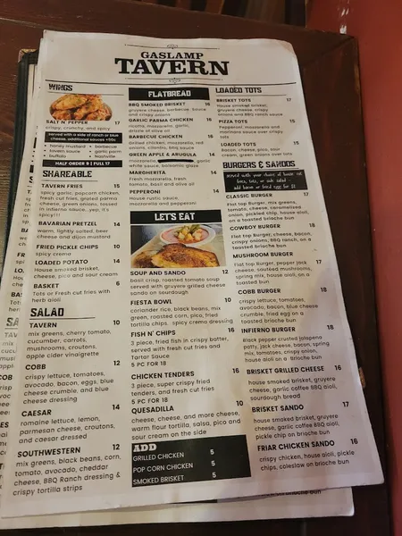 menu of Gaslamp Tavern