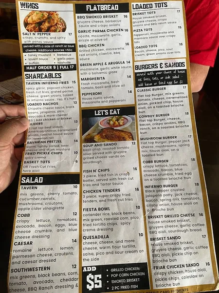 menu of Gaslamp Tavern