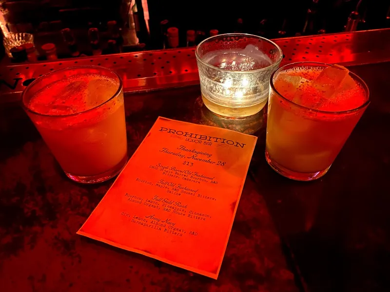 menu of Prohibition Lounge