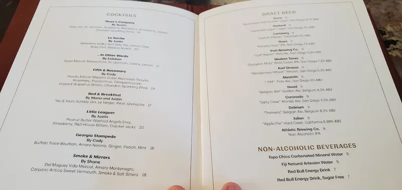 menu of Fifth & Rose