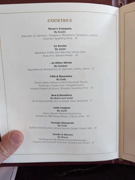 menu of Fifth & Rose