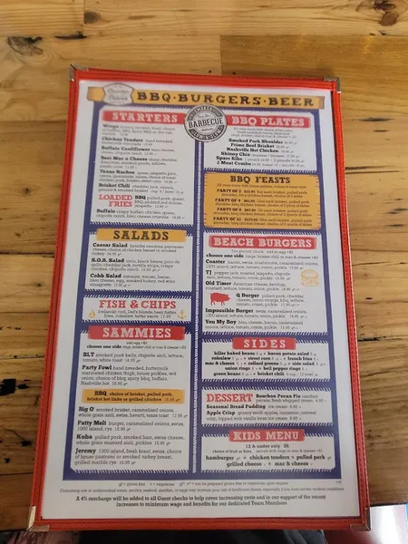 menu of Coaster Saloon