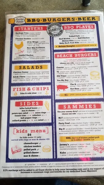 menu of Coaster Saloon