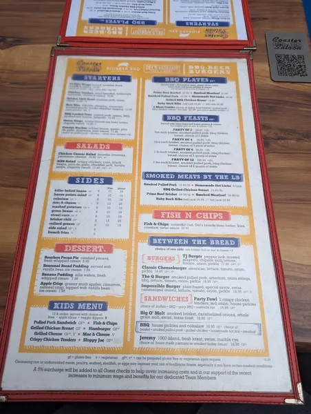 menu of Coaster Saloon