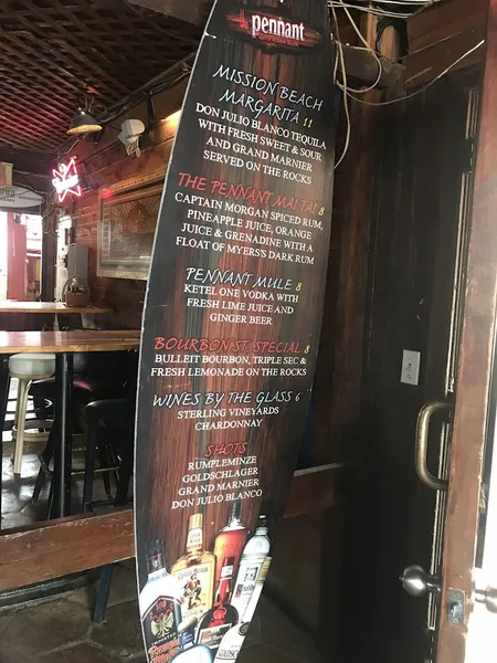 menu of The Pennant Bar