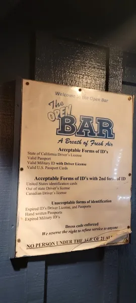 menu of Open Bar