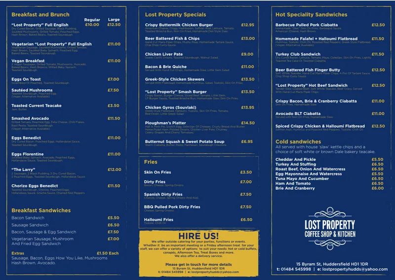 Lost Property Restaurant Menu Lost Property Bar