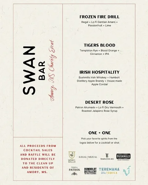 menu of Swan Bar