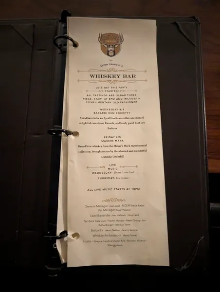 menu of Seven Grand San Diego