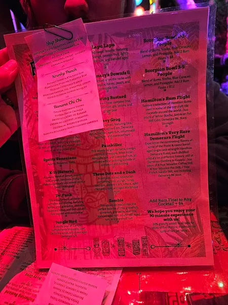 menu of Forbidden Cove