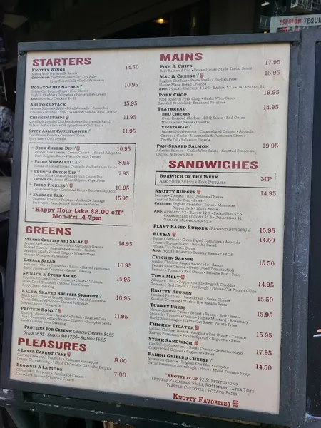 menu of Knotty Barrel