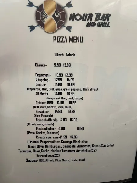 menu of Hour Bar and Grill