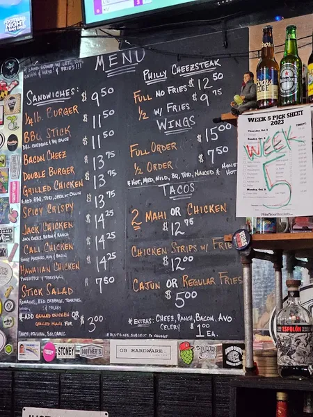 menu of The Tilted Stick Bar & Grill