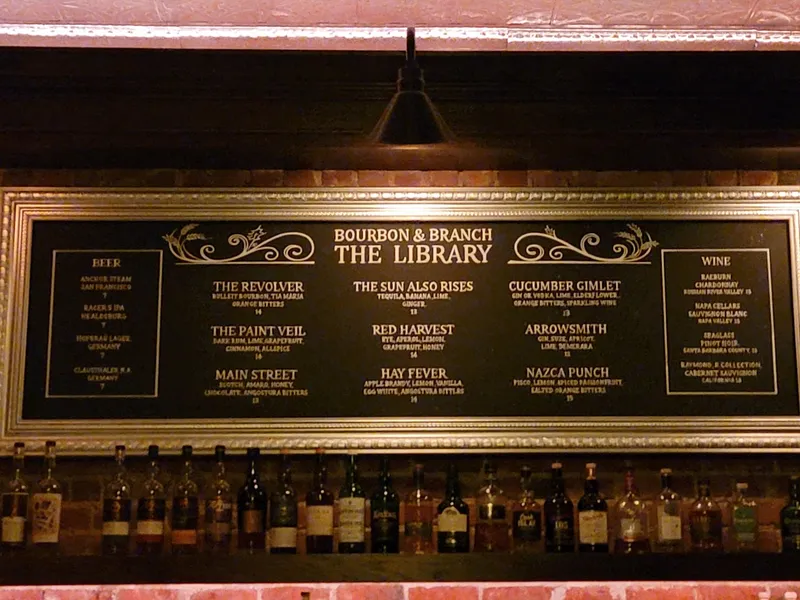 menu of Bourbon & Branch