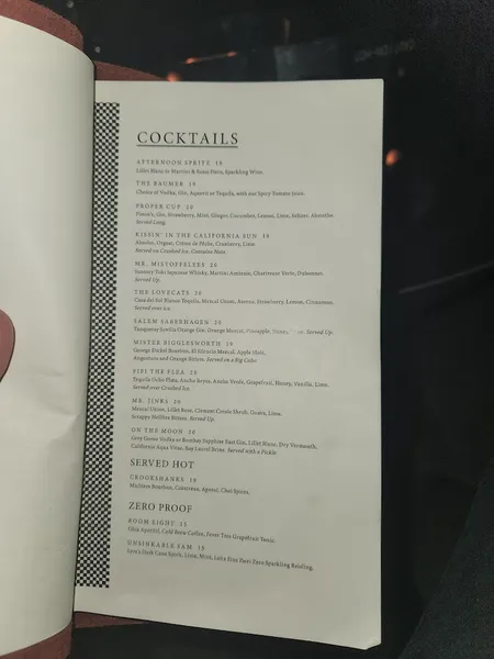 menu of Charmaine's Rooftop Bar & Lounge