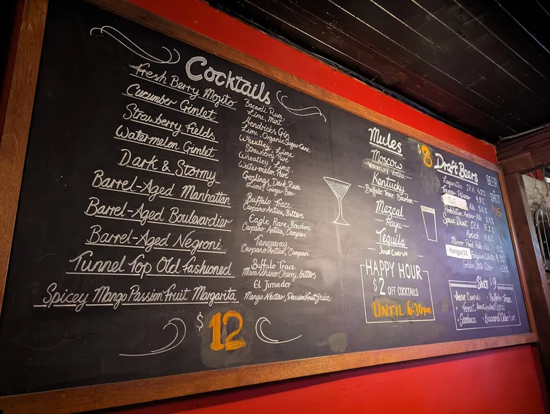 menu of Tunnel Top Lounge and Bar