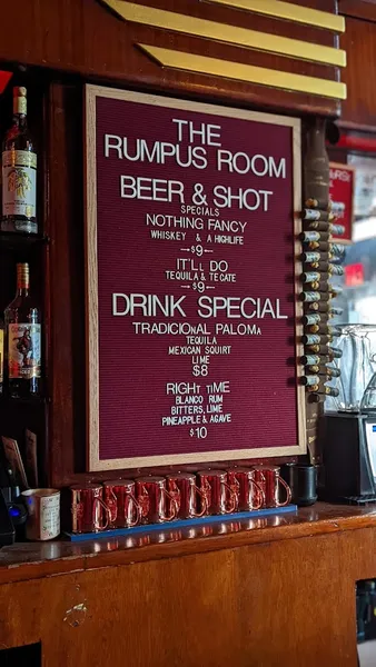 menu of The Rumpus Room