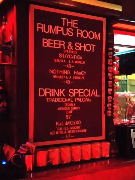 menu of The Rumpus Room